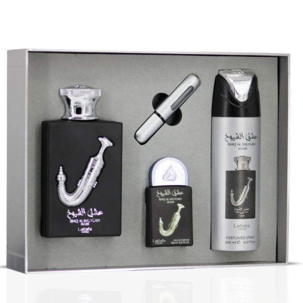 KIT ISHQ AL SHUYUKH SILVER LATTAFA PRIDE GIFT SET EAU DE PARFUM