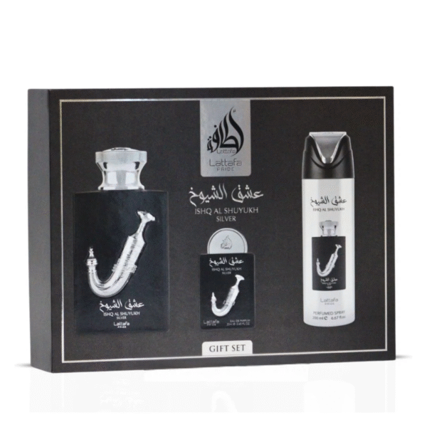 KIT ISHQ AL SHUYUKH SILVER LATTAFA PRIDE GIFT SET EAU DE PARFUM - Imagem 2